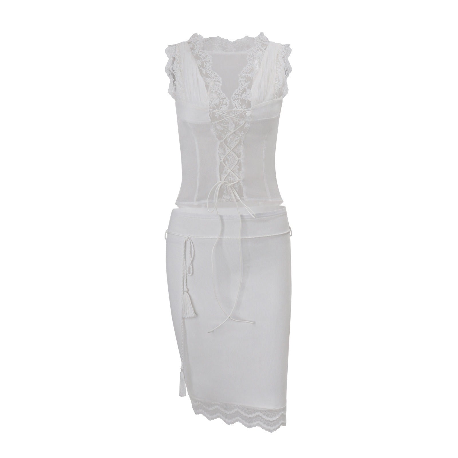 Yeva Lace Corset Top & Midi Skirt Set