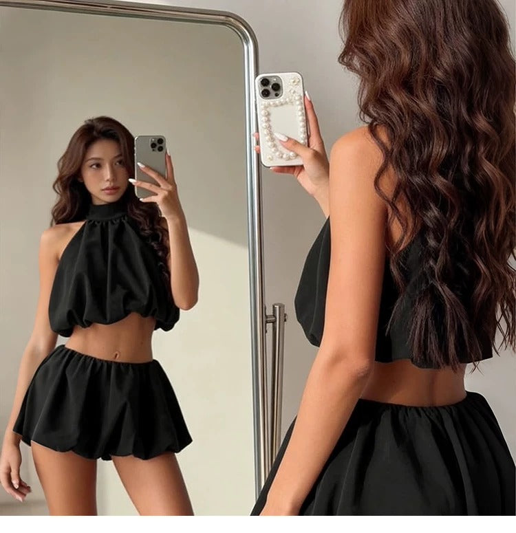 Fallon Mocha Cloud Halter Two-Piece Set