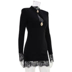 Perina Long Sleeve Lace Trim Mini Dress