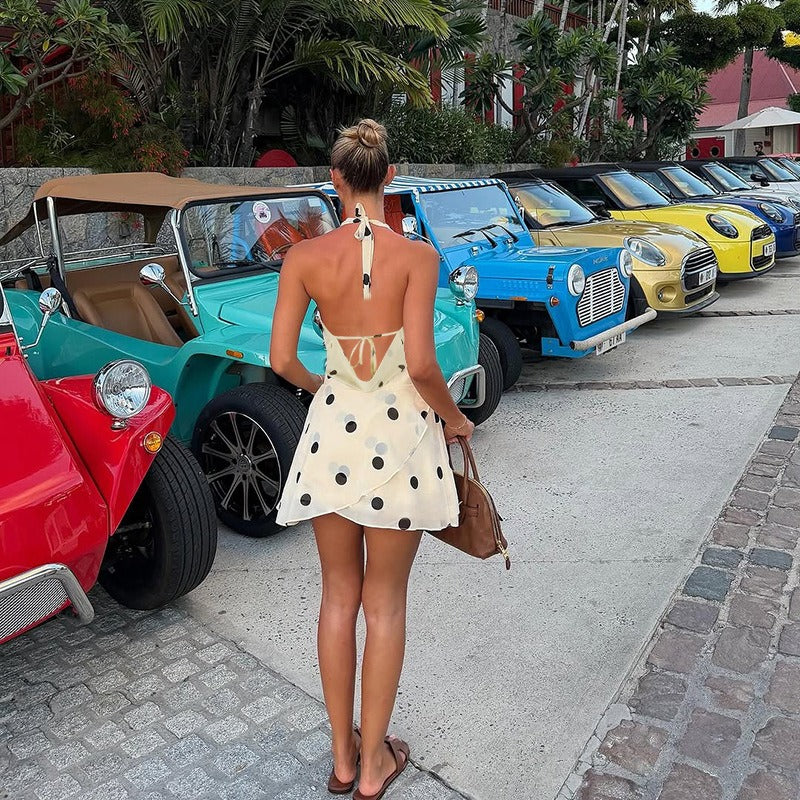 Freya Polka Dot Halter Mini Dress