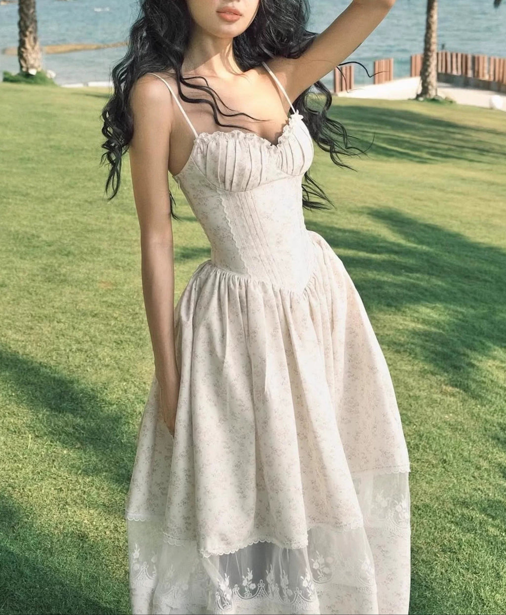 Reina Vintage Floral Lace Maxi Dress