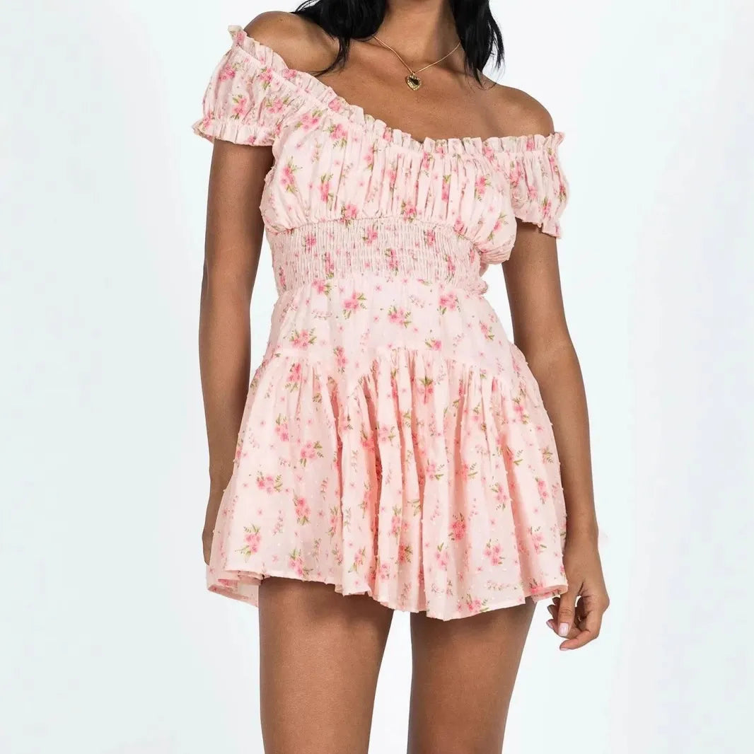 Selis Off-Shoulder Smocked Mini Dress