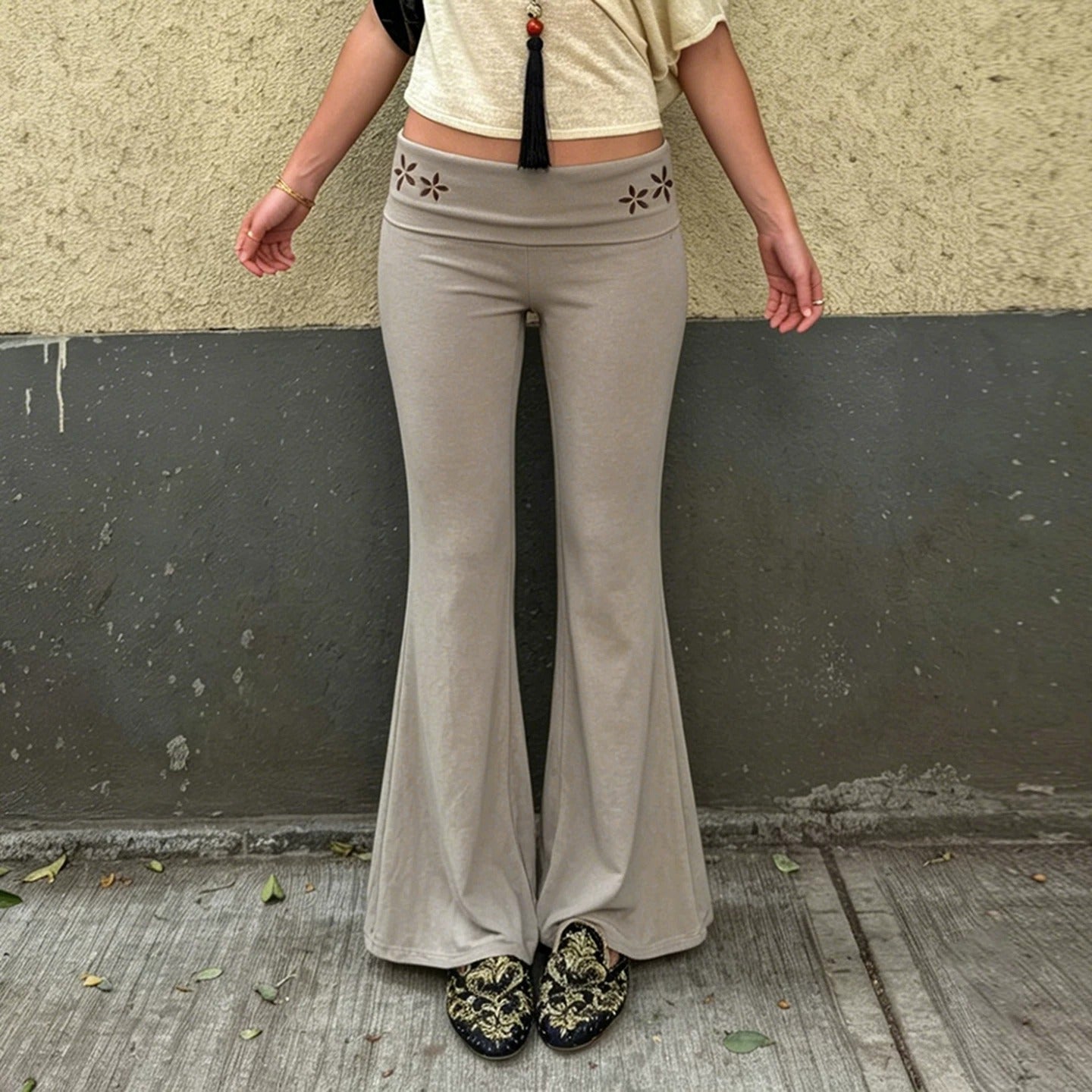 Primrose Floral Embroidered Flare Pants