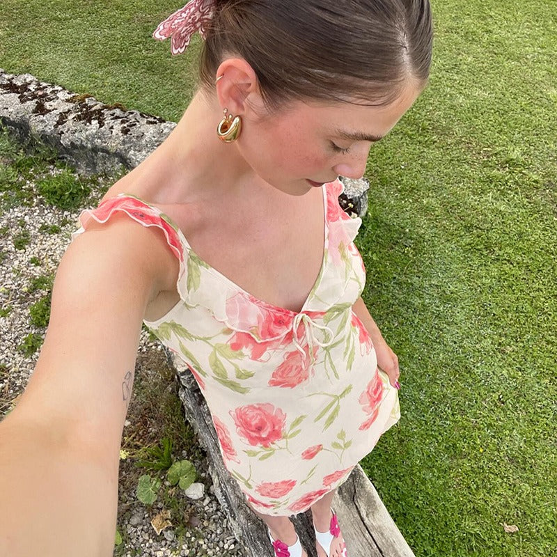 Chiara Rose Print Midi Dress