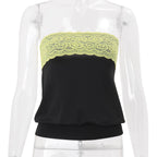 Reese Black Strapless Lace Trim Top