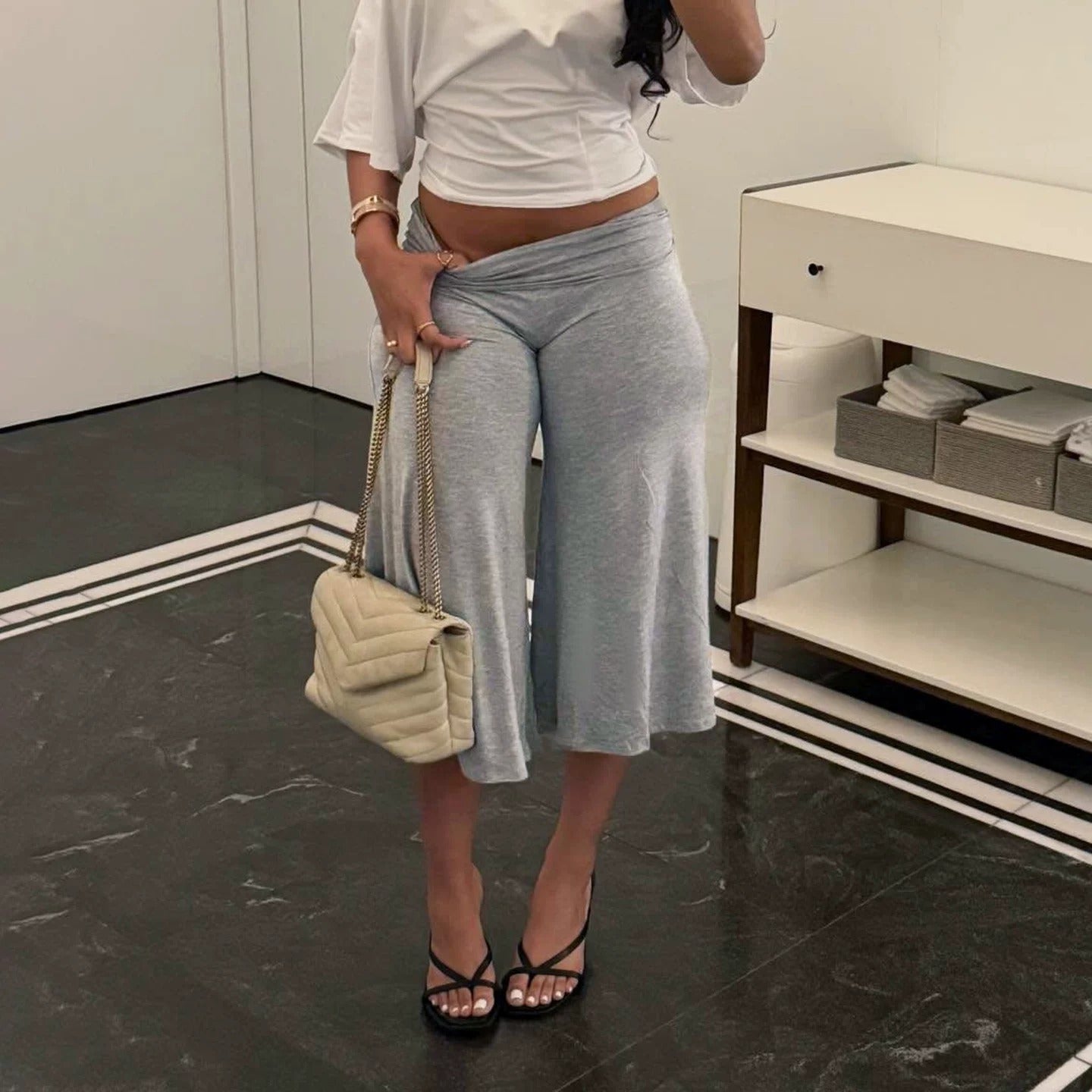 Zelia High-Waist Wide-Leg Capri Pants