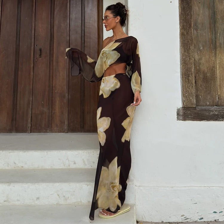 Peyton Midnight Bloom Sheer Maxi Set
