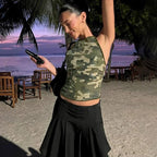 Kaia Camouflage Sequin Halter Top