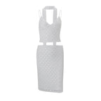Polka Dot Mesh Cami & Midi Skirt Set (With Choker)