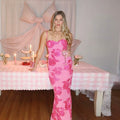 Noreia Pink Floral Lace Maxi Dress