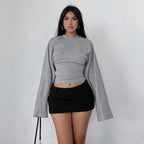 Long Sleeve Fitted Cropped Top