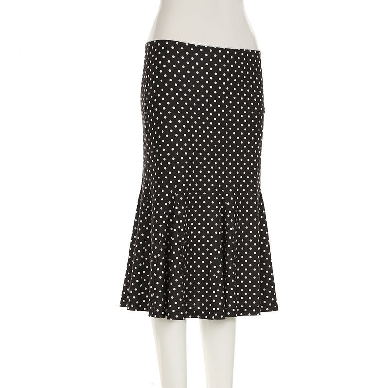 Polka Dot Flared Midi Skirt