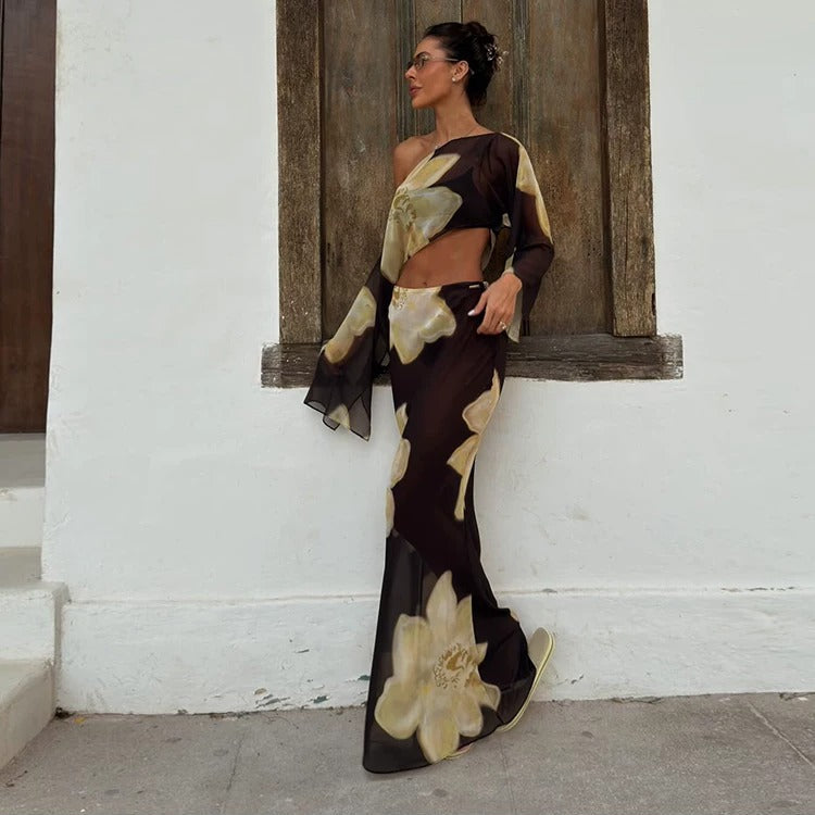 Peyton Midnight Bloom Sheer Maxi Set