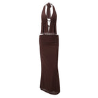 Chocolate Halter Maxi Skirt Set