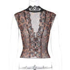 Antea Leopard Lace Sheer Top