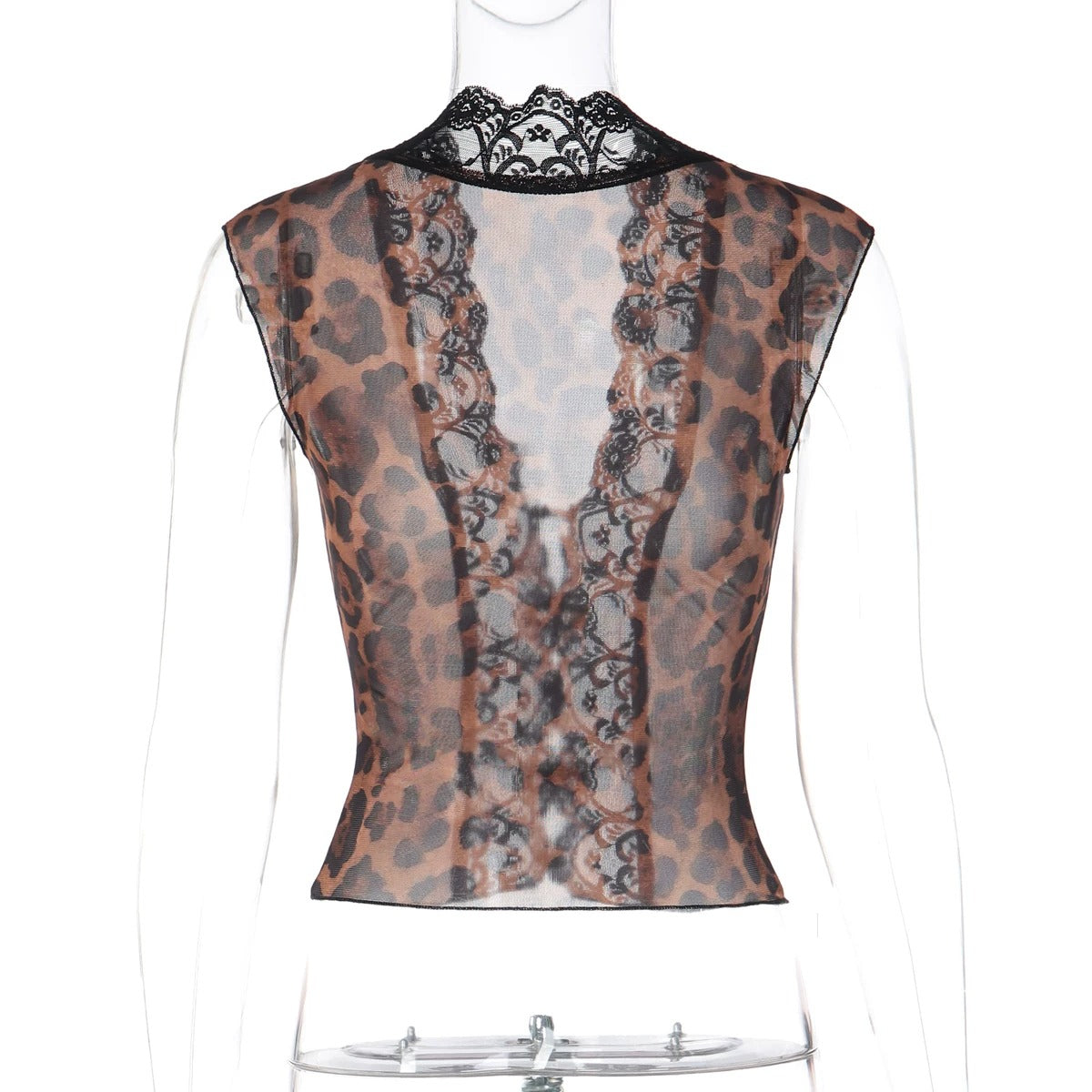 Antea Leopard Lace Sheer Top