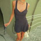 Polka Dot V-Neck Mini Dress