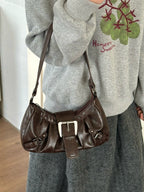 Haven Vintage Buckle Ruched Shoulder Bag