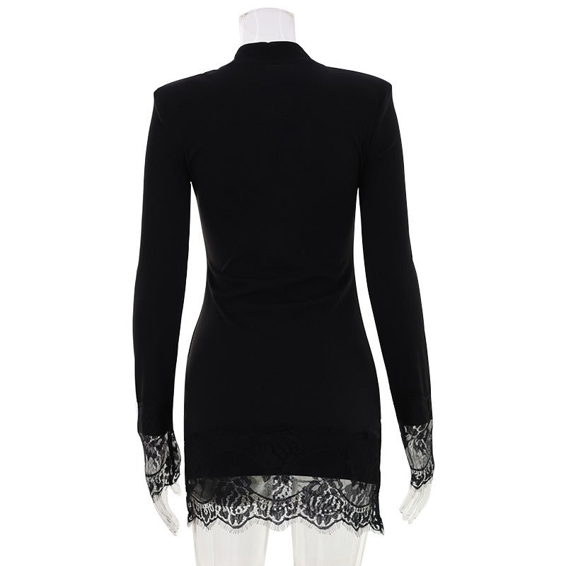 Perina Long Sleeve Lace Trim Mini Dress