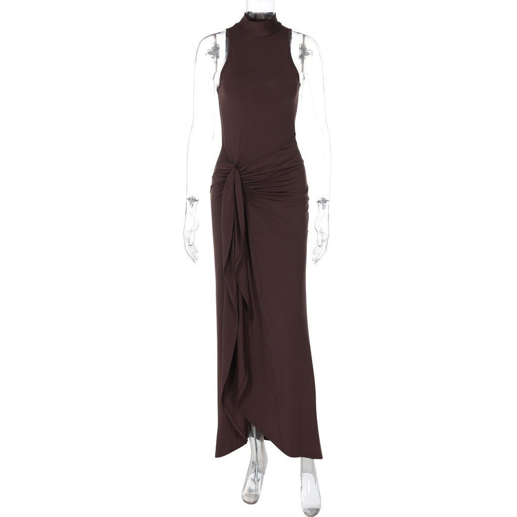 High Neck Draped Maxi Dress