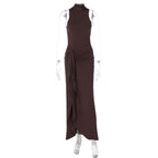 High Neck Draped Maxi Dress