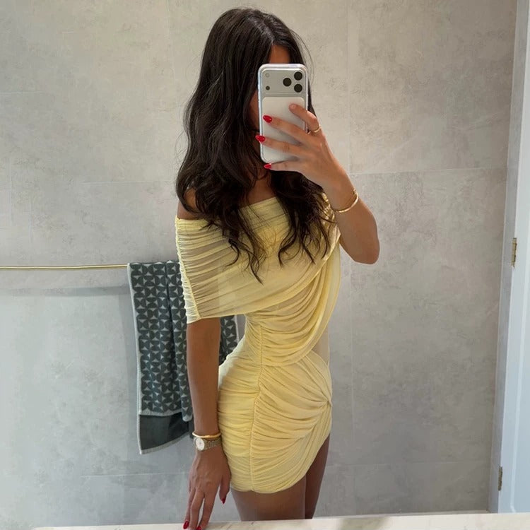 Romy Draped Off-Shoulder Mini Dress
