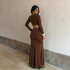 Daria Draped Long-Sleeve Maxi Dress
