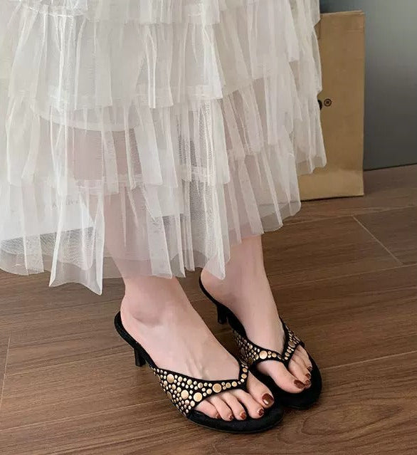Tessa Studded Open-Toe Heeled Mules