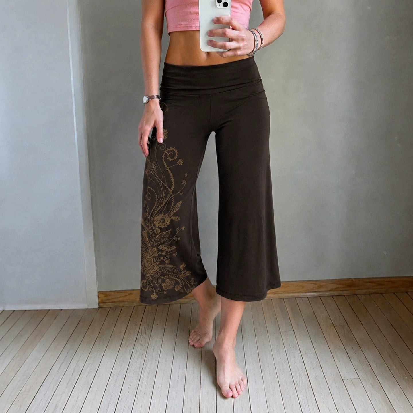 Seren Vintage Embroidered Wide-Leg Pants
