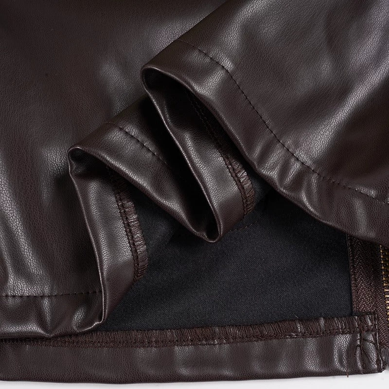 Ember Cropped Faux Leather Bomber Jacket