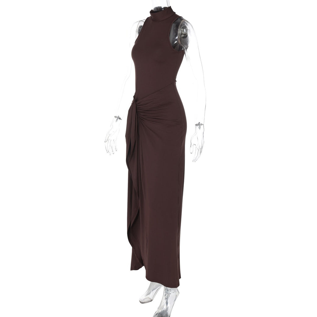 High Neck Draped Maxi Dress