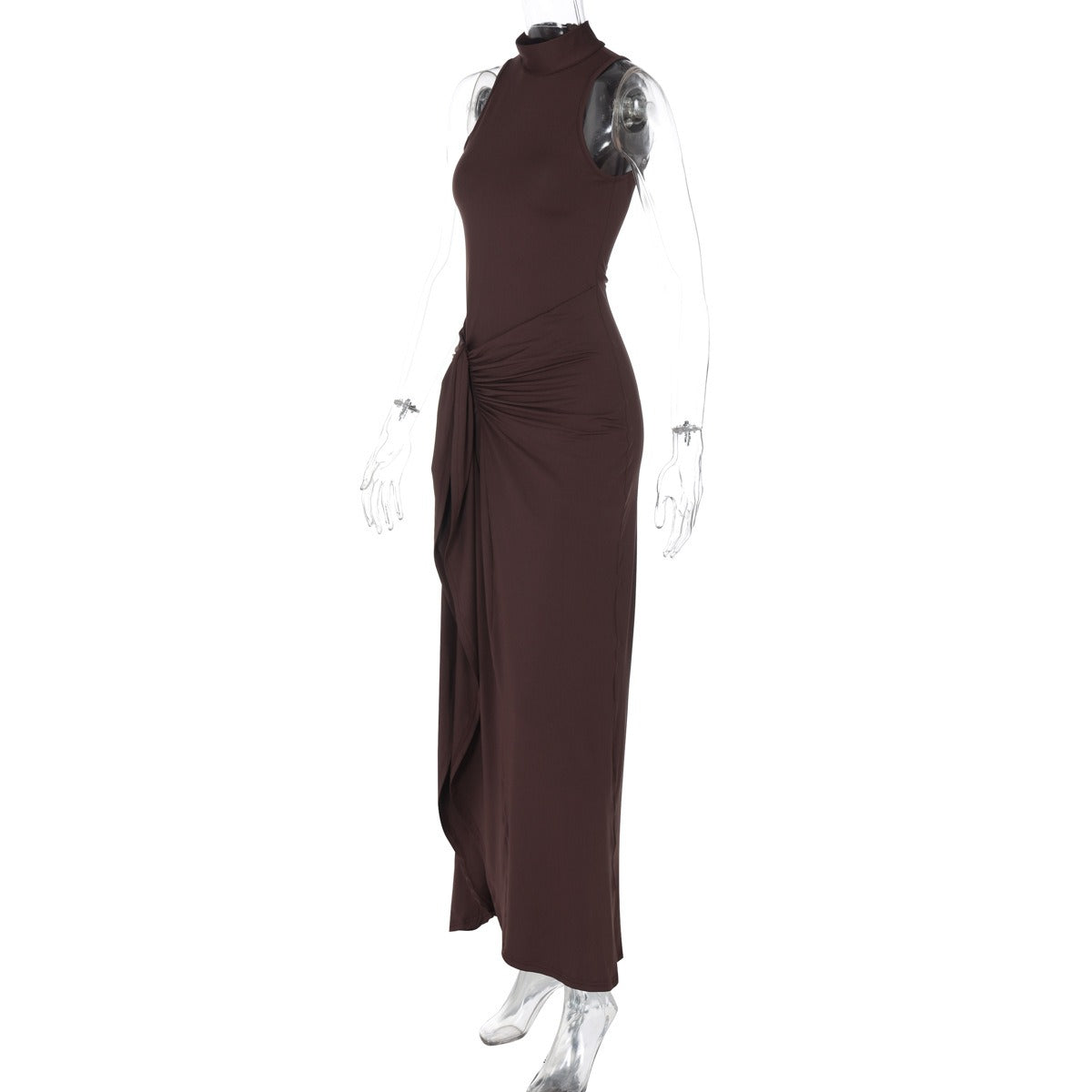 High Neck Draped Maxi Dress