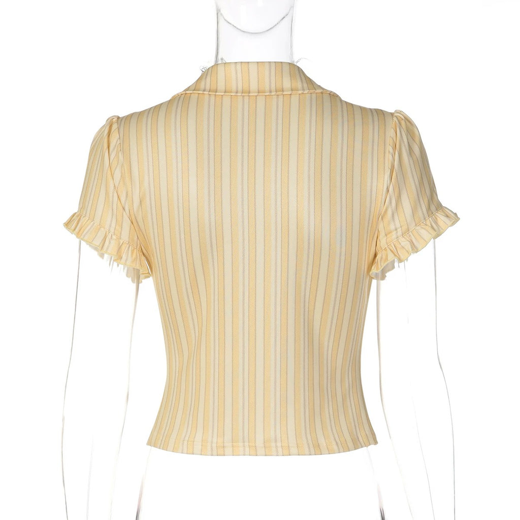 Ilvina Soft Stripe Button Corset Top