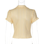 Ilvina Soft Stripe Button Corset Top