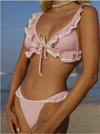 Tamina Blush Ruffle Lace Bikini Set