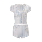 Alisa Striped Ruffle Trim Two-Piece Set