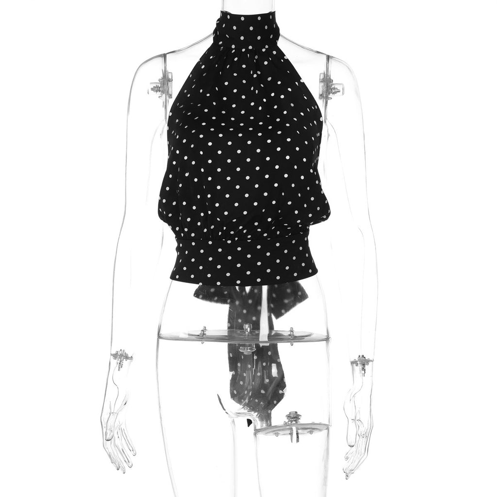 Polka Dot Halter Scarf Top