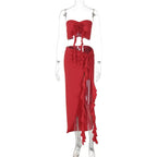 Vanya Draped Rose Detail Skirt Set