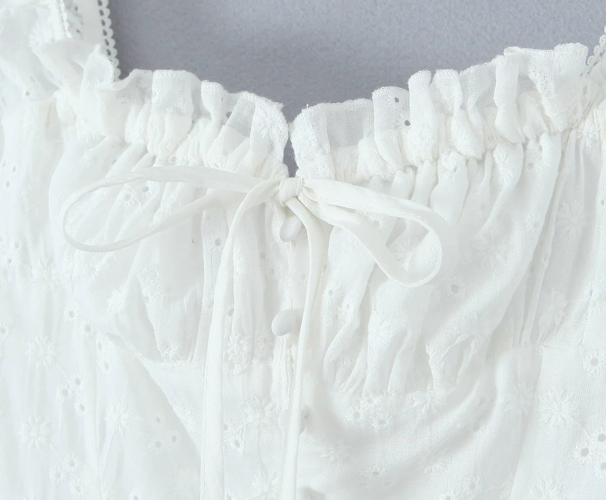 White Eyelet Corset Mini Dress