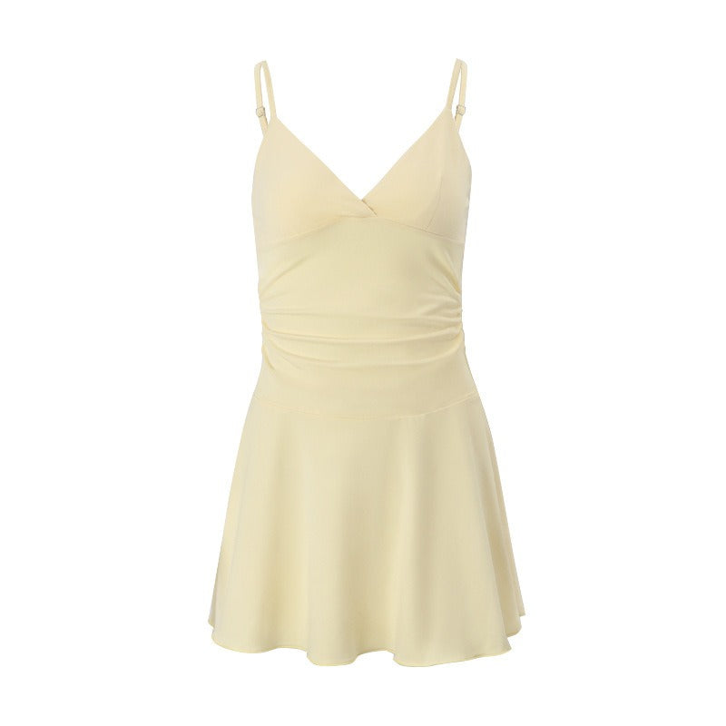 Ruched Cami Yellow Mini Dress