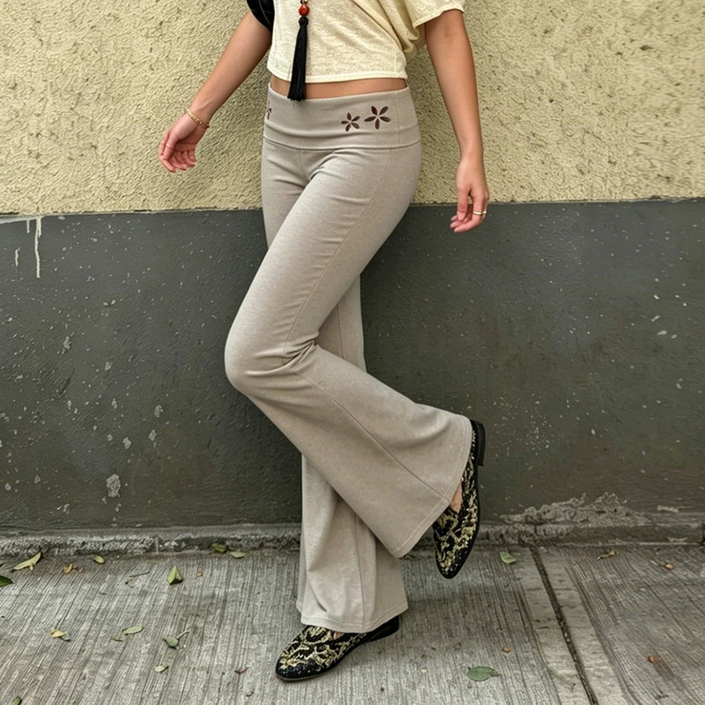 Primrose Floral Embroidered Flare Pants