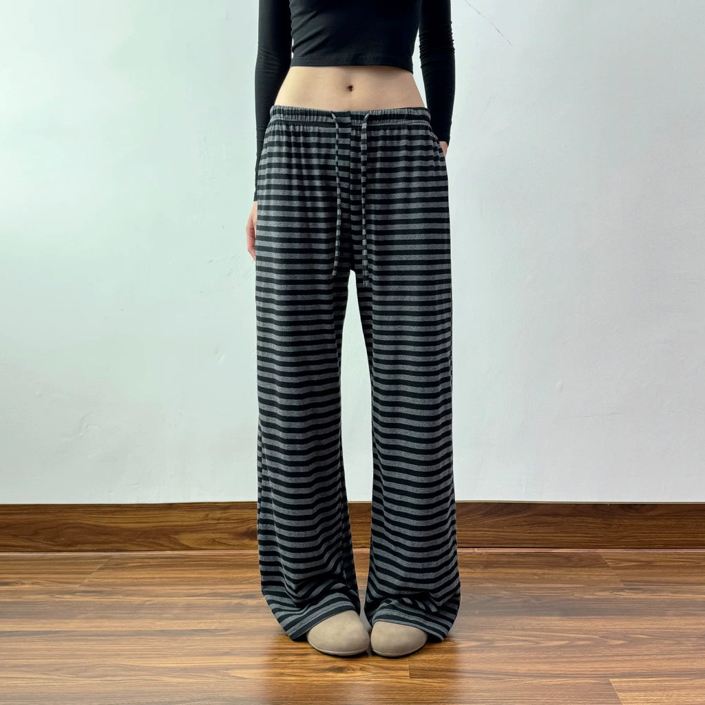 Yvette Striped Wide-Leg Drawstring Pants