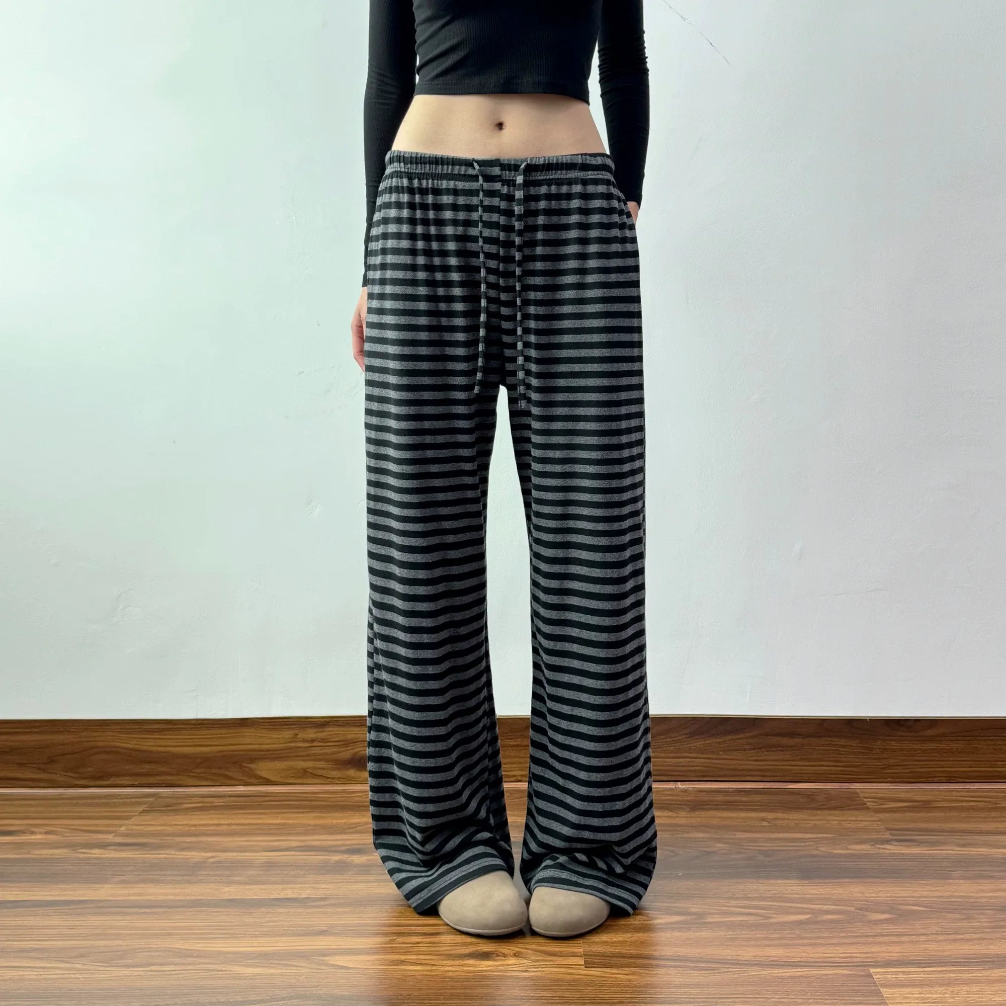 Yvette Striped Wide-Leg Drawstring Pants