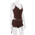 Lace Trim Cami Shorts Set