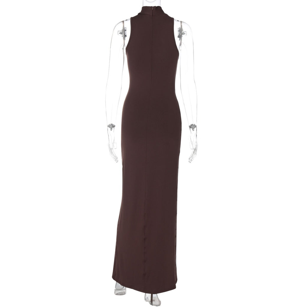 High Neck Draped Maxi Dress
