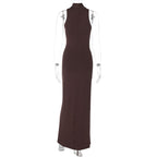 High Neck Draped Maxi Dress