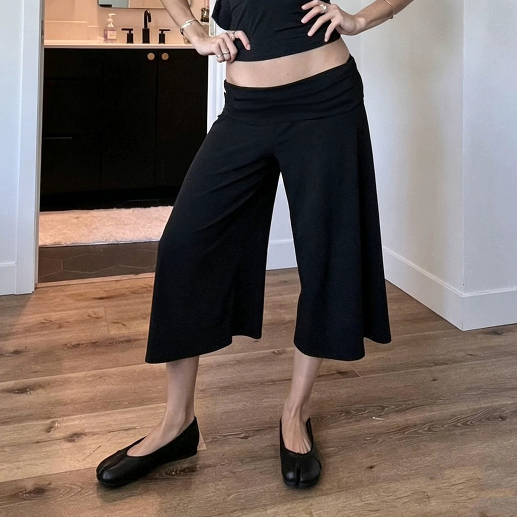 Zelia High-Waist Wide-Leg Capri Pants