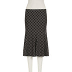 Polka Dot Flared Midi Skirt