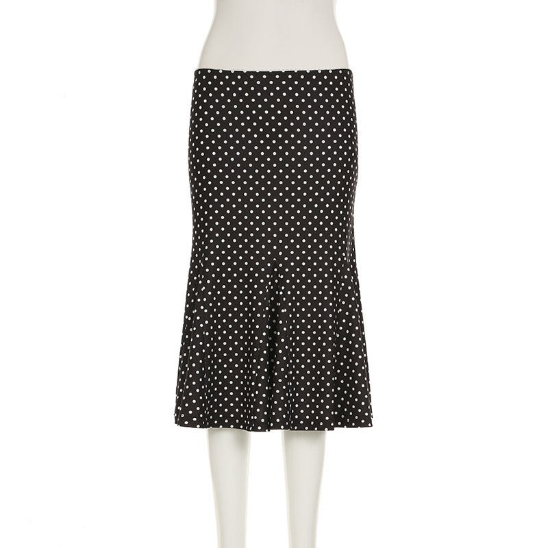 Polka Dot Flared Midi Skirt