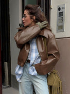 Geneva Faux Leather Bomber Jacket